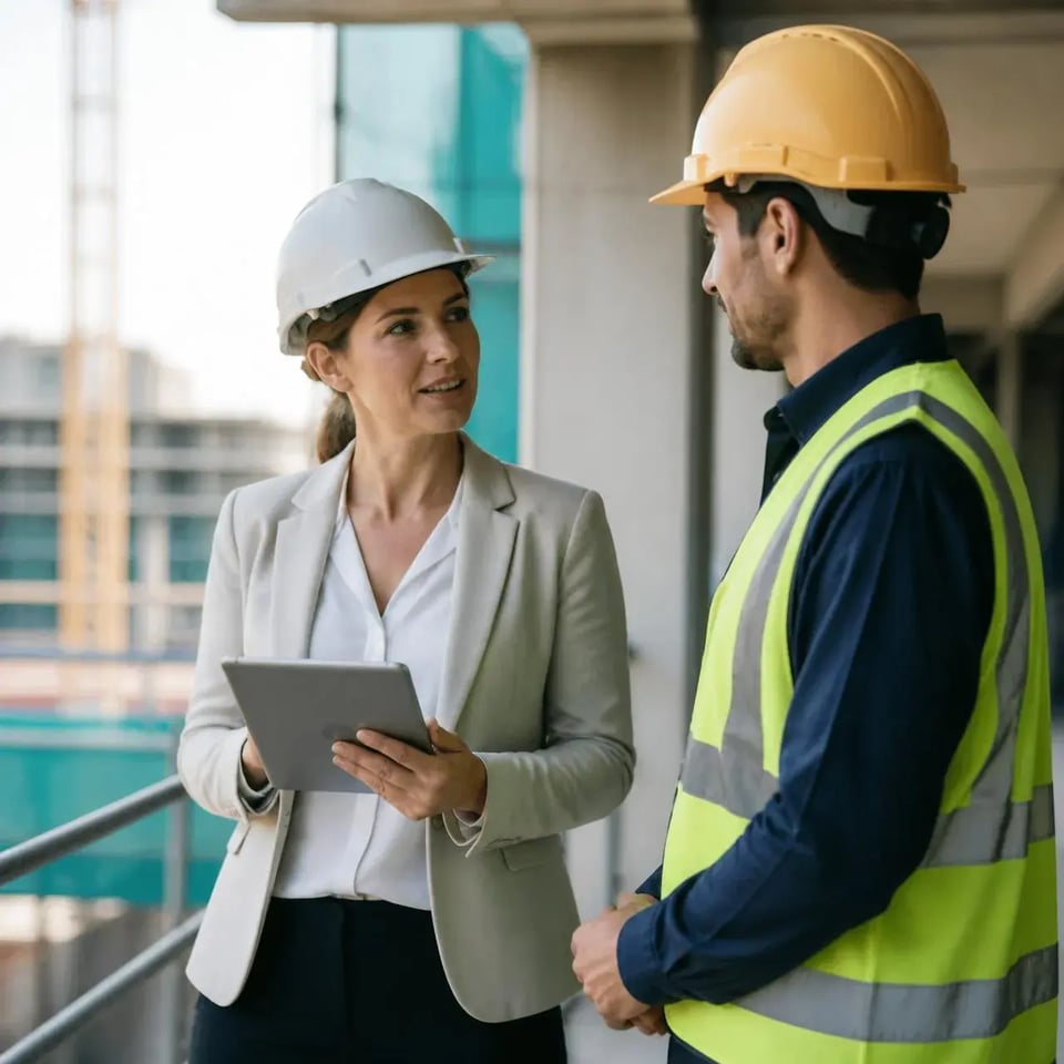 Professionals discussing a certification application