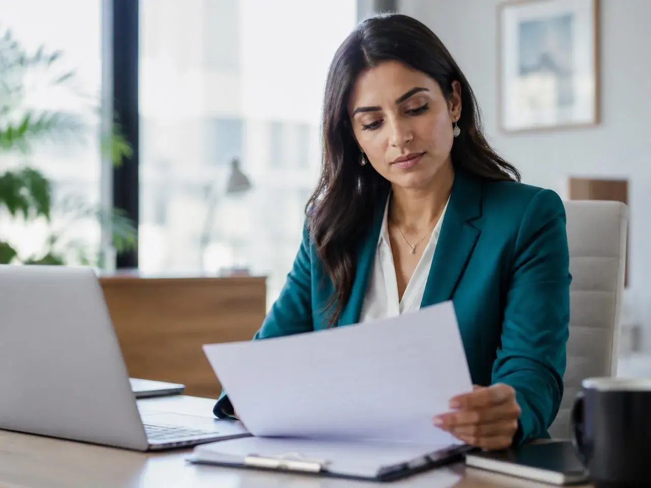A compliance professional reviewing service documentation